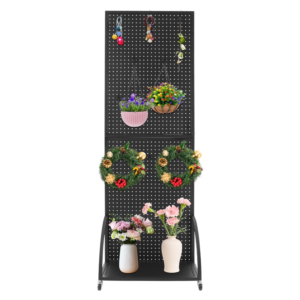 Pegboard Display Stand - Mobile Merchandise Rack with Casters for Retail Use