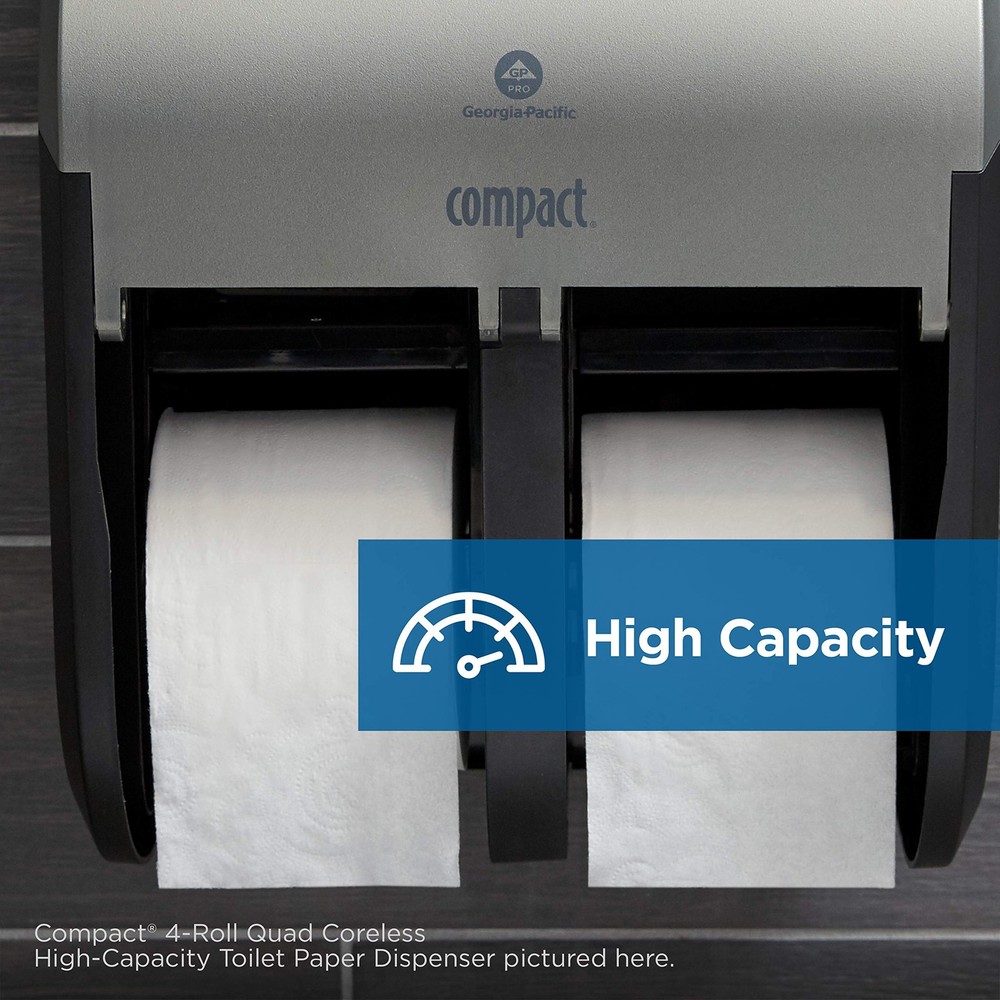 Compact 2-Roll Side-by-Side Coreless 1 Count (Pack of 1), Brushed Stainless