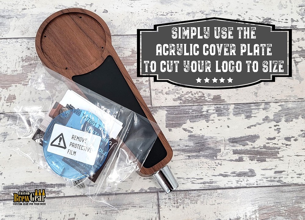 Chalkboard Beer Tap Handle with Changeable Logo - Walnut - Keg Tap Handle