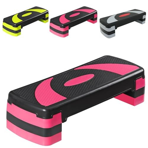 31'' Aerobic Step Platform, Adjustable Exercise Workout Step with Stable Risers,
