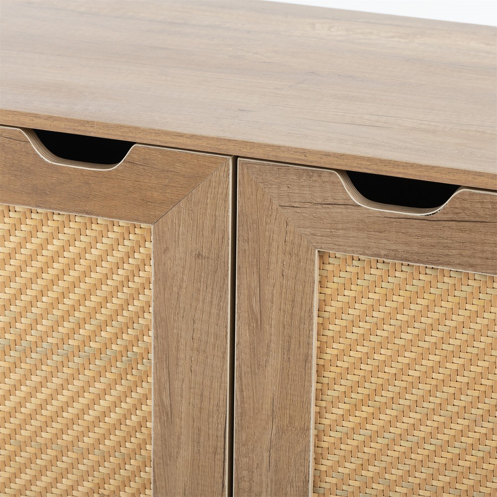 Set of 2 Rattan Storage Cabinets Kitchen Sideboard Buffet Cupboard Console Table