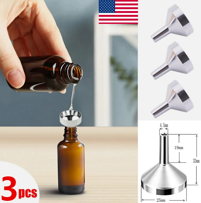 3 Pcs Stainless Steel Mini Funnels for Kitchen Use Tiny Small Funnel Set 3