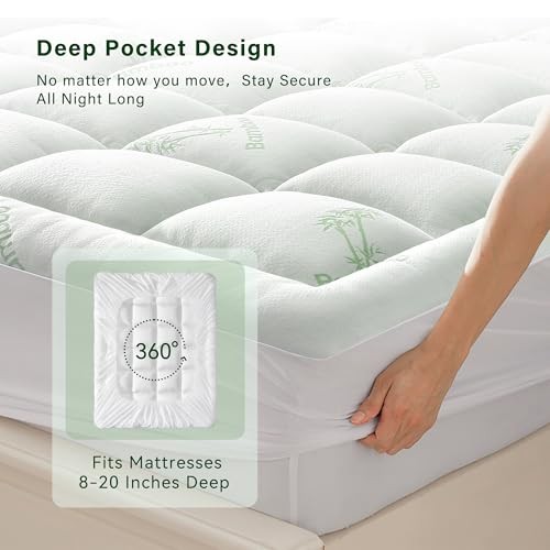 Memory Foam Mattress Topper for Back Pain, Rayon Derived from Full White