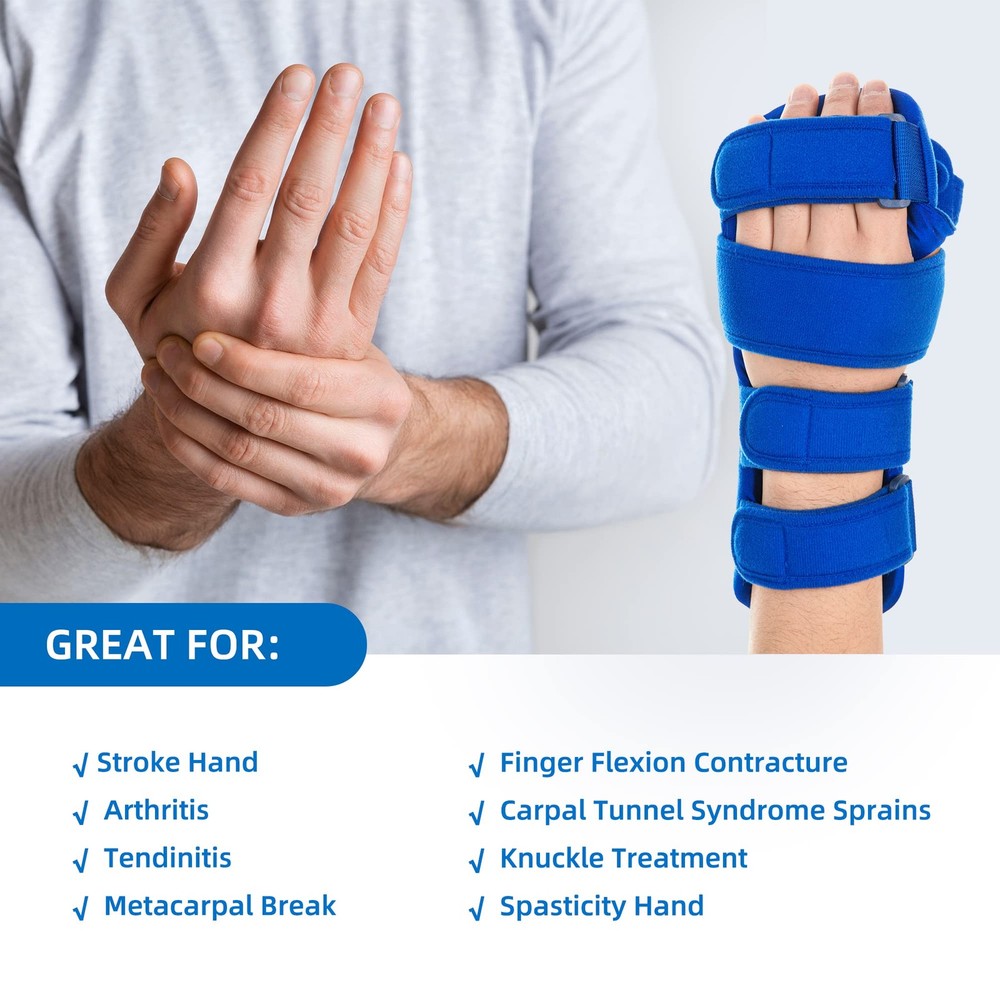 Fanwer Resting Hand Splint, Stroke Therapy One Size, Medium Right
