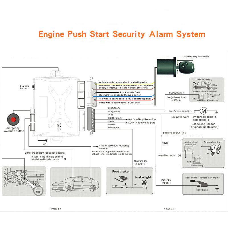 Car Alarm Remote Control Keyless Entry Engine Start Alarm Starter Stop System
