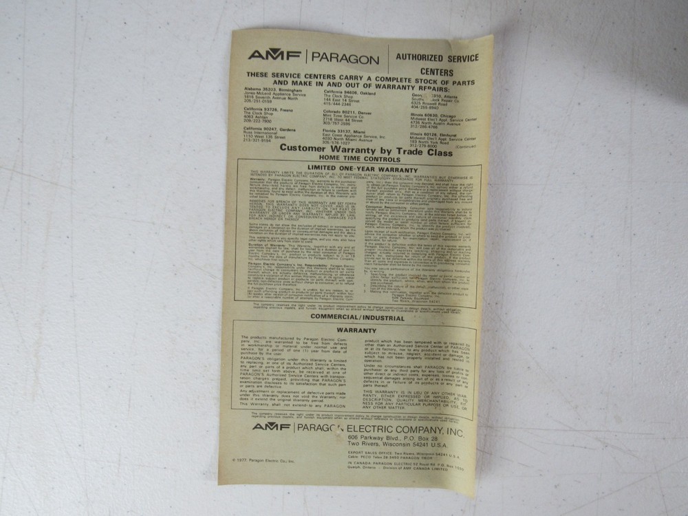 Paragon Time Control Model 4004-20 Original Box & Paperwork