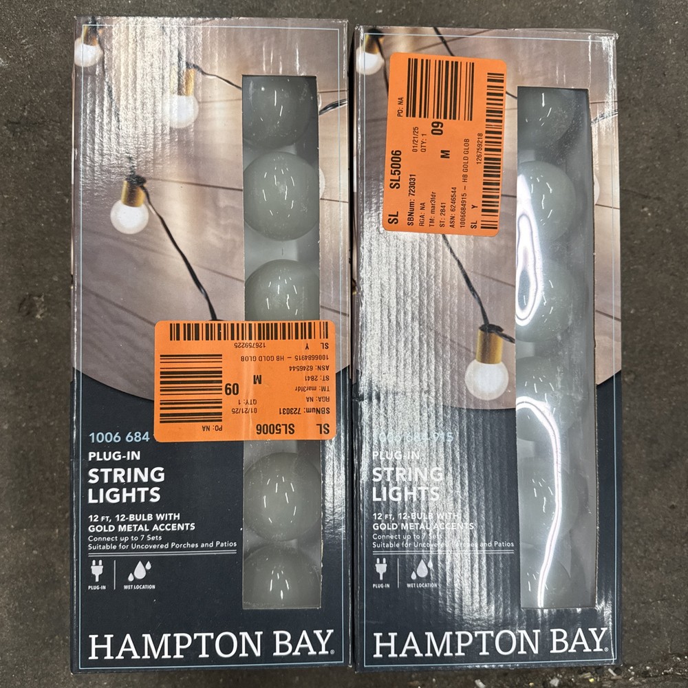 Hampton Bay Out/Indoor 12 ft PlugIn Bulb String Lights 2 Pack