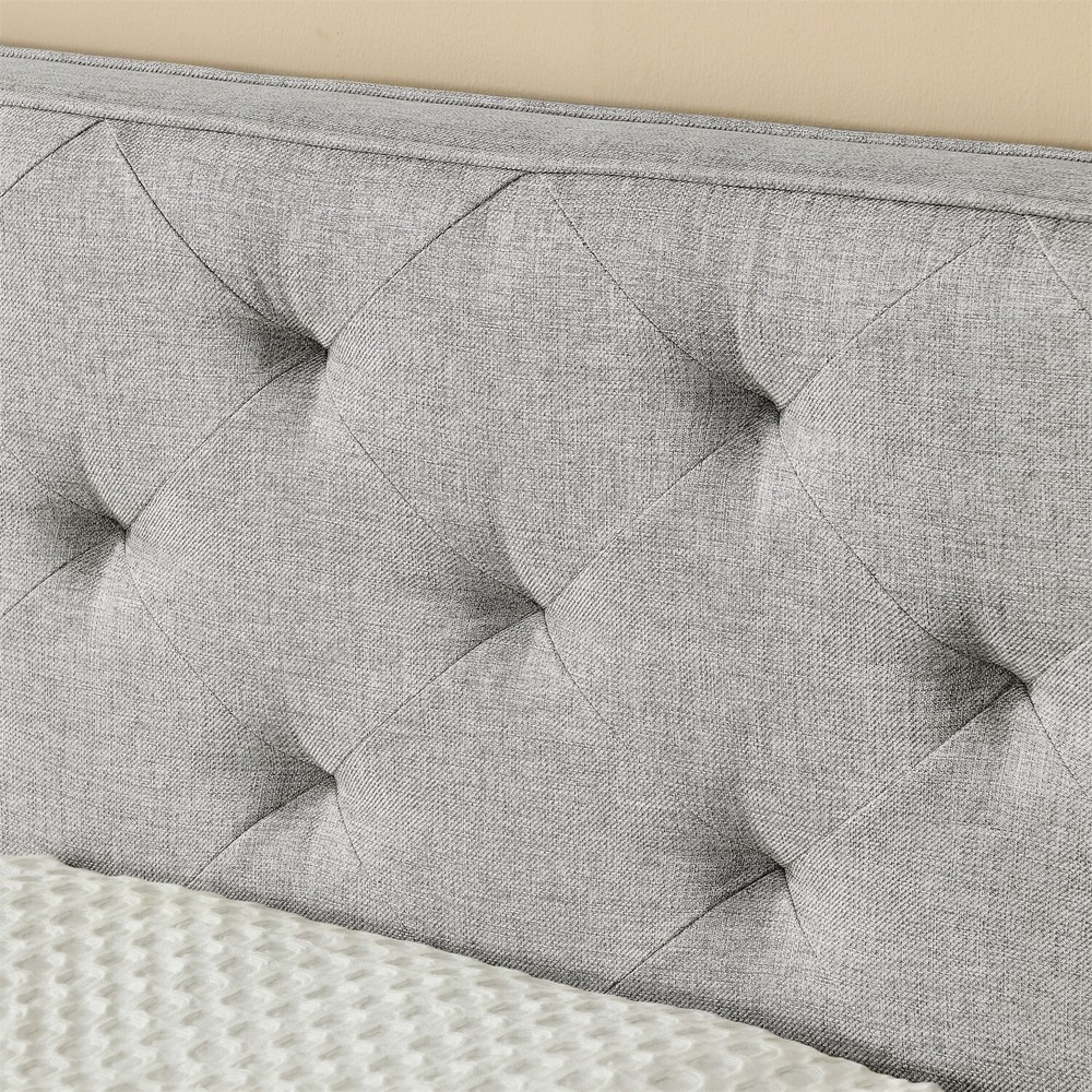 Full Size Daybed with Pull Out Trundle Bed Linen Upholstered Bed Frame Sofa Bed