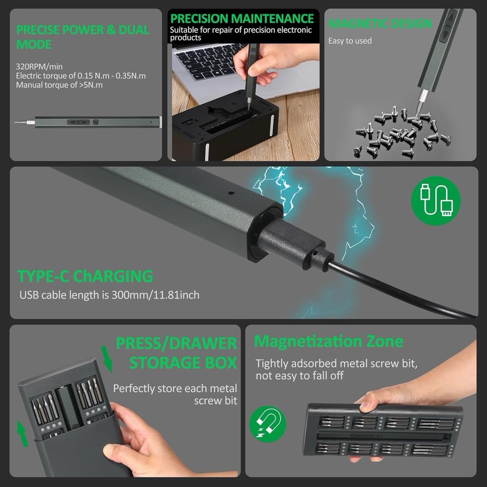 82IN1 Mini Precision Electric Screwdriver Set Magnetic Cordless for electronics