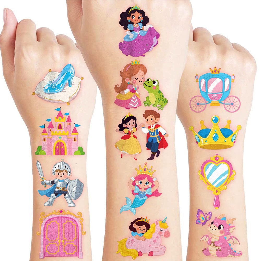96 PCS Cute Princess Pre-Cut Temporary Tattoos for Kids | Medium, Multiple
