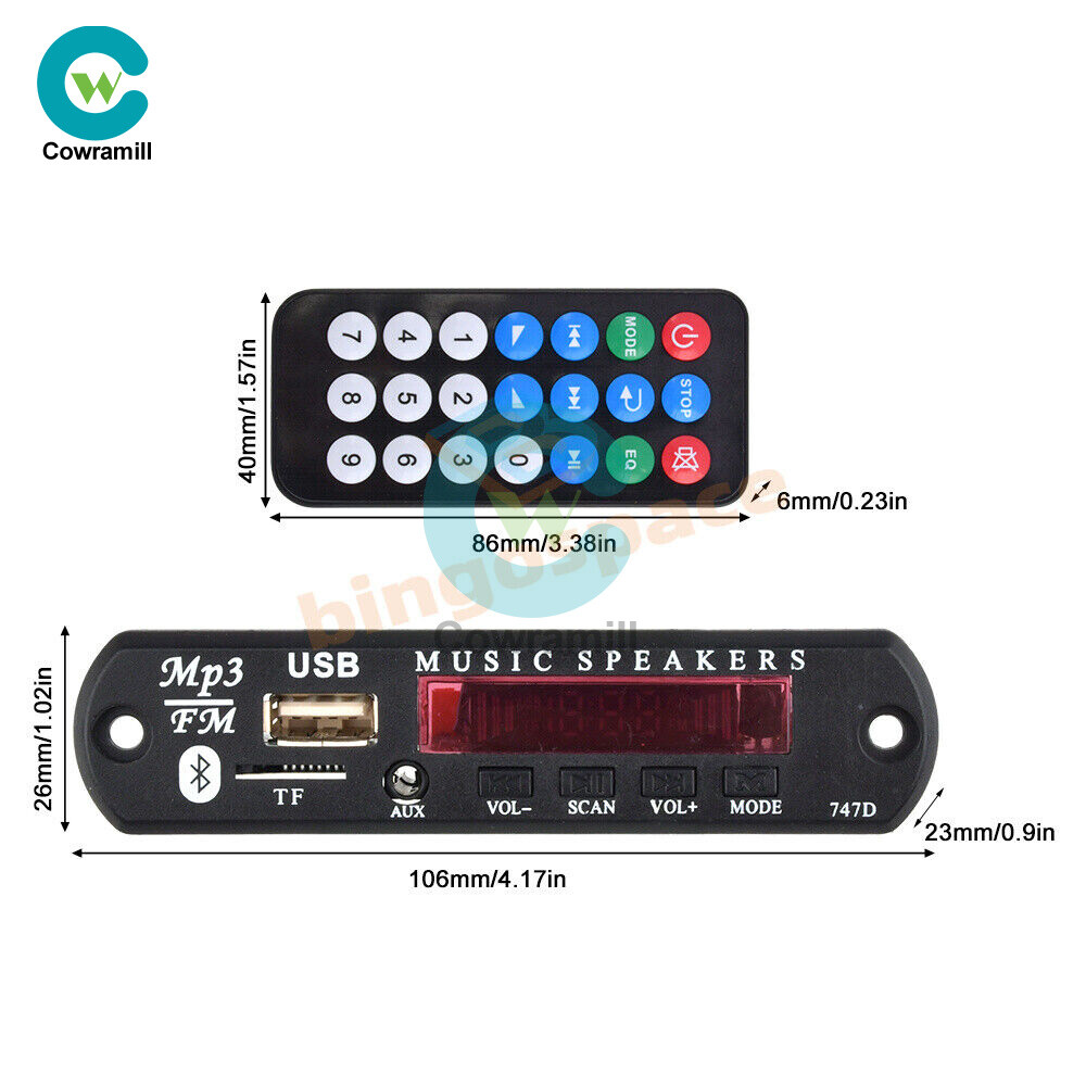 9V 12V MP3 WMA Decoder Board Audio Module Bluetooth 5.0 Music Remote Control Car
