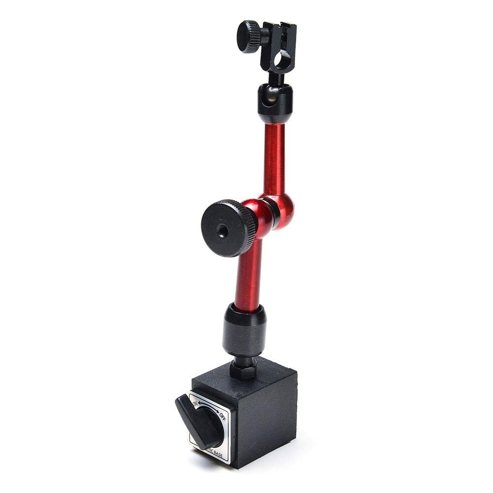 Adjustable Red Magnetic Base Holder with 3-Joint Flexibility for Dial Indicators