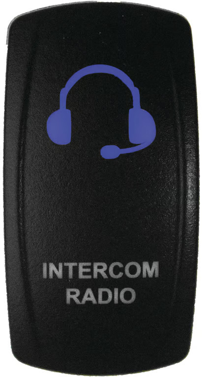 Dragonfire Laser Etch Dual LED Switch - Intercom Radio On/Off - Blue ATV/UTV