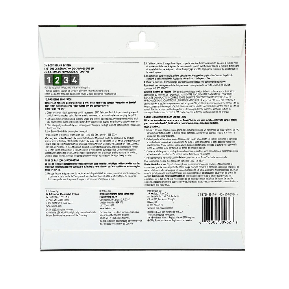 Bondo Self-Adhesive Body Patch, For Large Rust-Outs and Pack, Metallic
