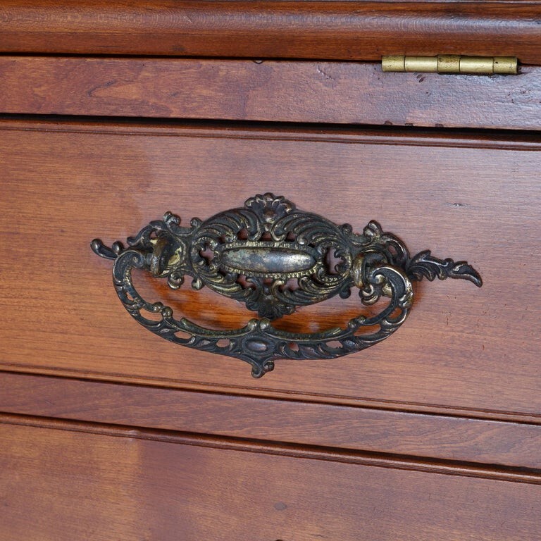 Cherry Drop Front Desk with Graduated Drawers & Brass Gallery C1820