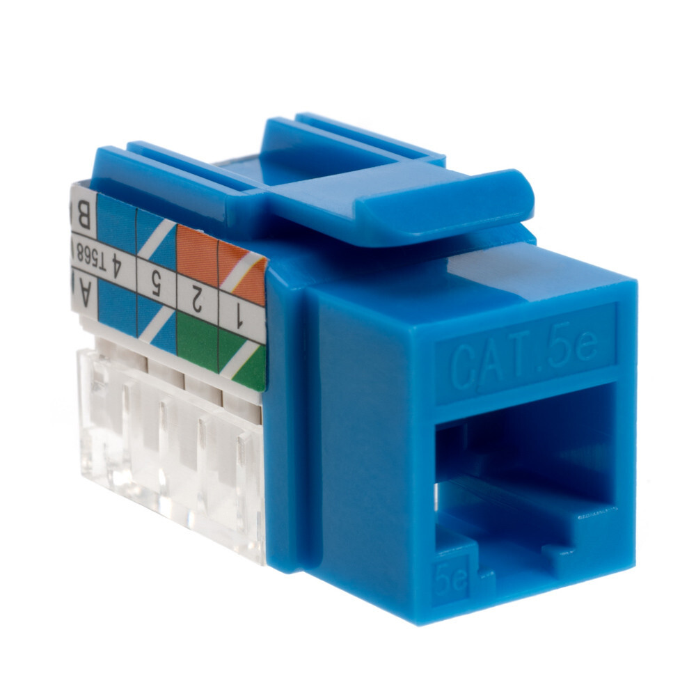 40 Pack Cat5e 45° Angled Keystone Jack 110 Punchdown 8P8C Blue Network Ethernet