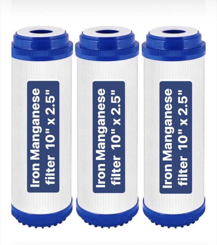 3 Pack Iron Manganese water filters for whole house systems size 10" x 2.5"