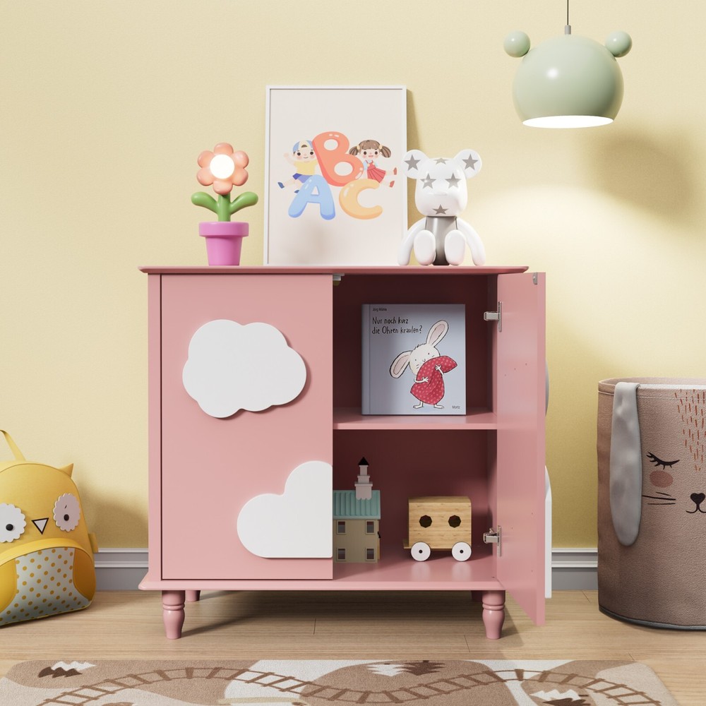 2 Doors 31.5"W Cute Cloud Shap Accent Cabinets