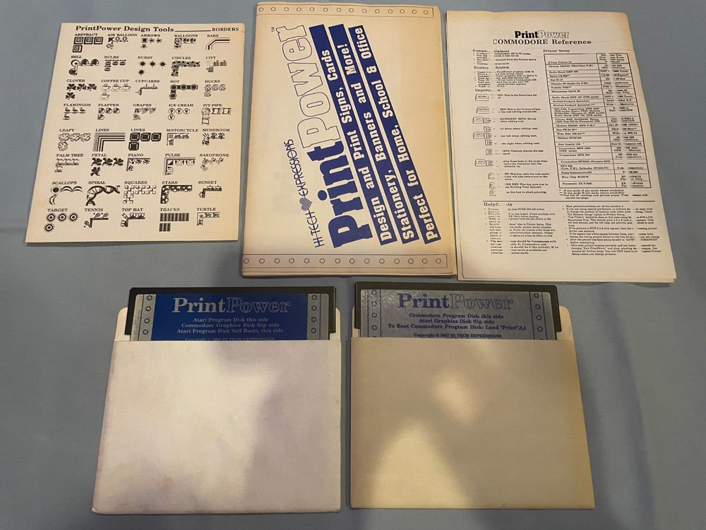 PRINT POWER - Atari 400/800/C64/128 Computer Software 5.25" Disk+Manual TESTED!