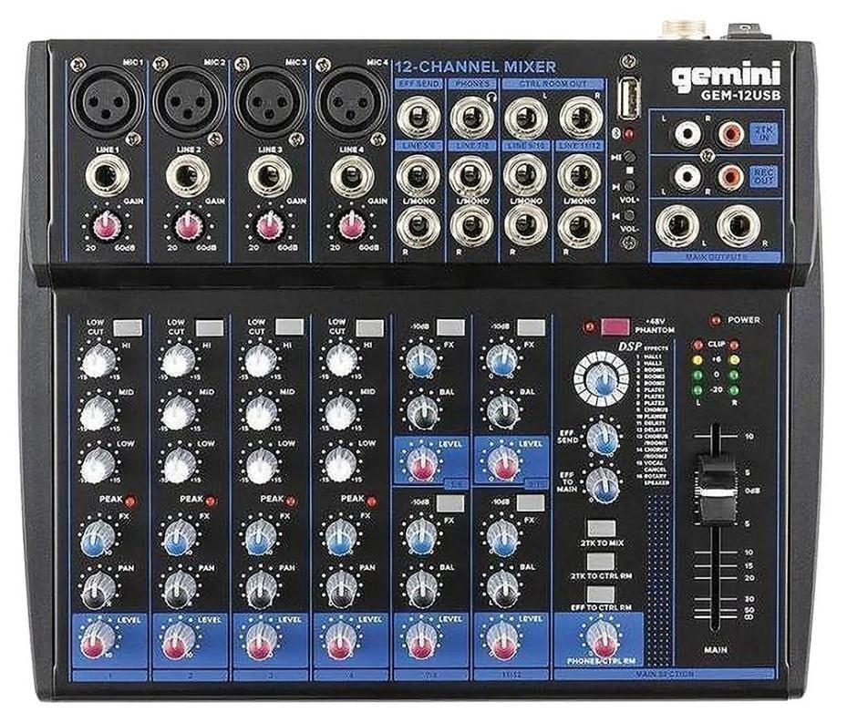 Compact Bluetooth Mixer, 12 Channel - GEM-12USB