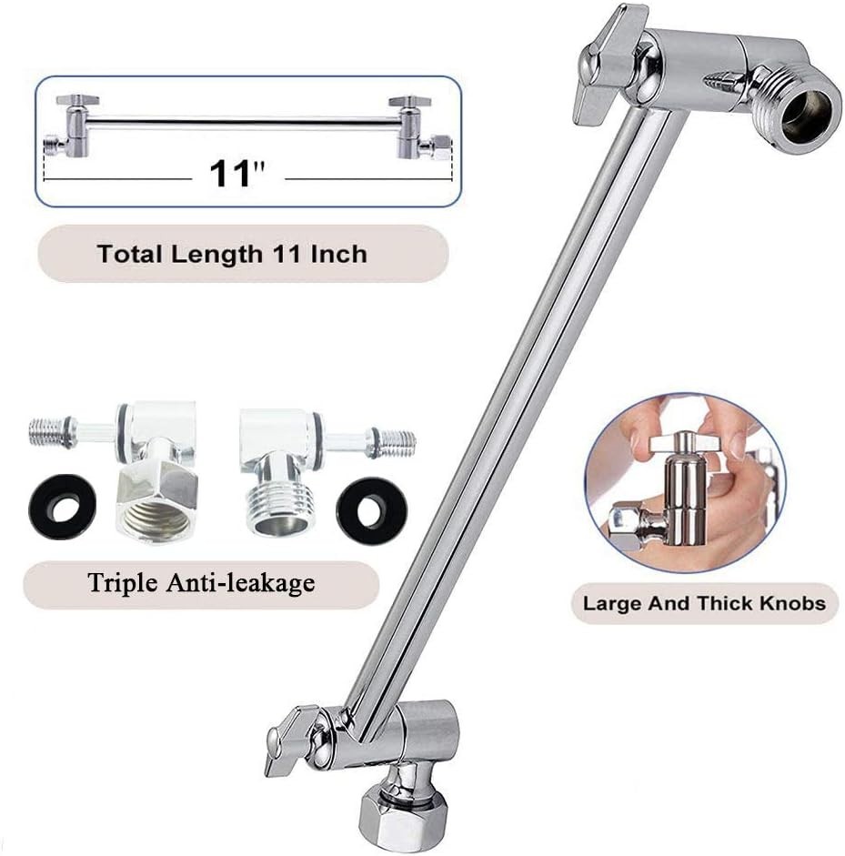 5-Function High-Pressure Shower Head with 11-Inch Adjustable Arm, Quick Install