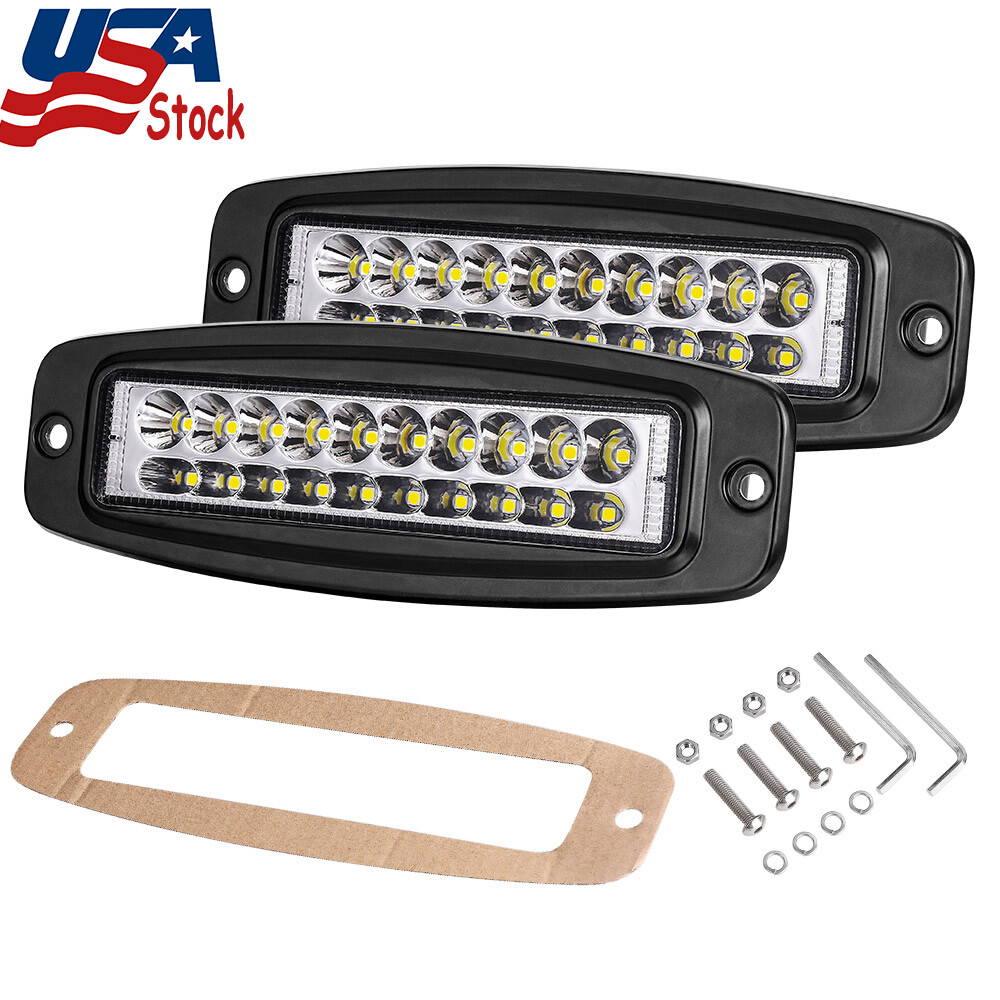 4" 5" 6" Flush Mount Quad Row LED Cube Pods Work Light Bar Combo Bumper Backup