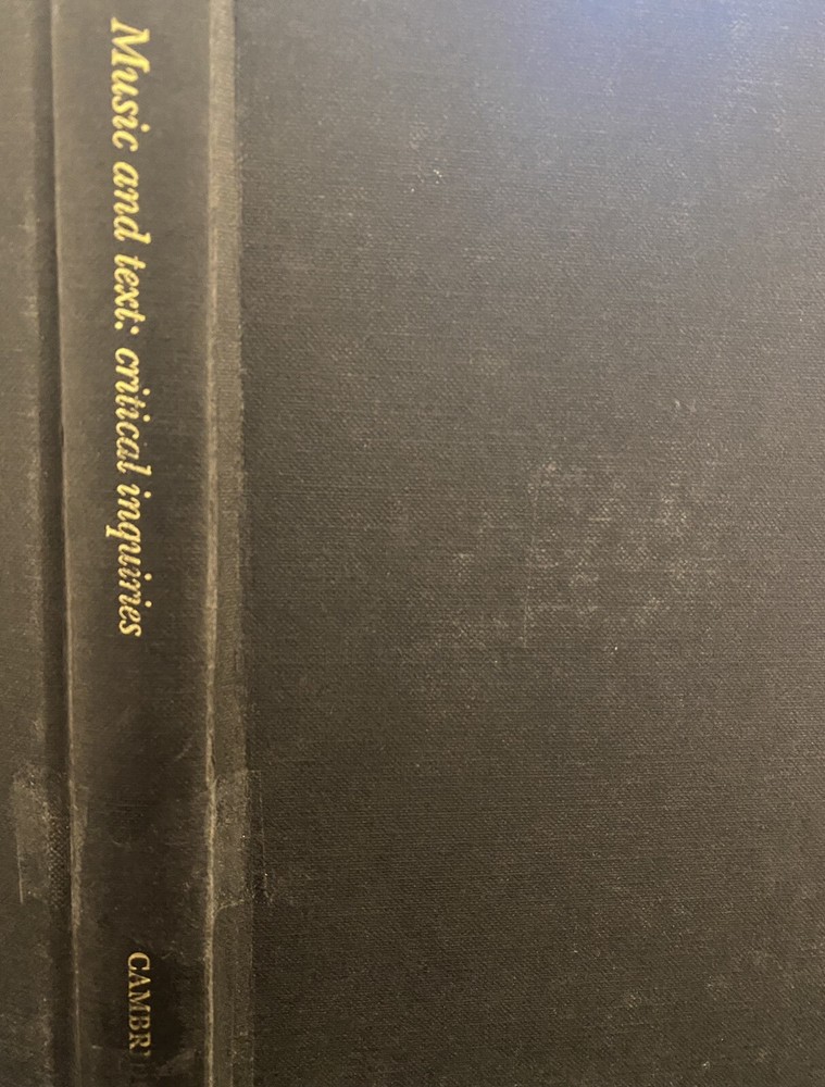 music and text : critical inquiries