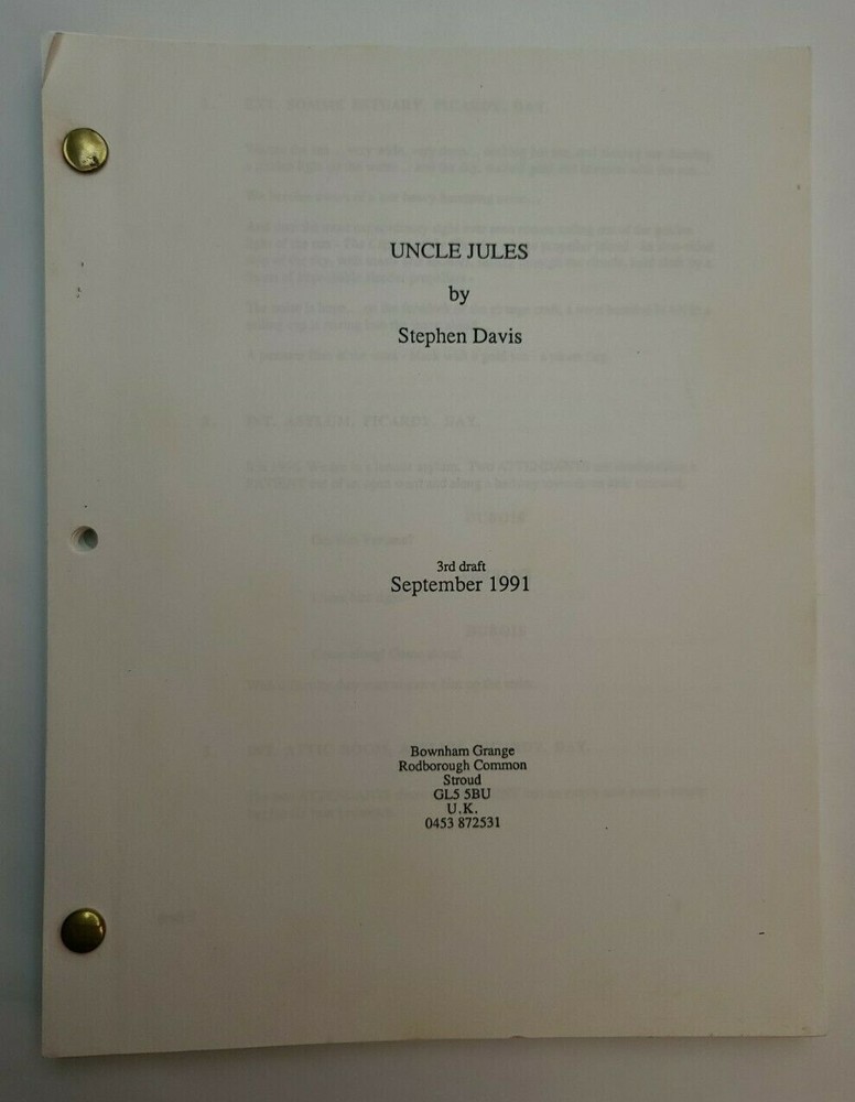 UNCLE JULES / Stephen Davis 1991 Unproduced Movie Script Screenplay