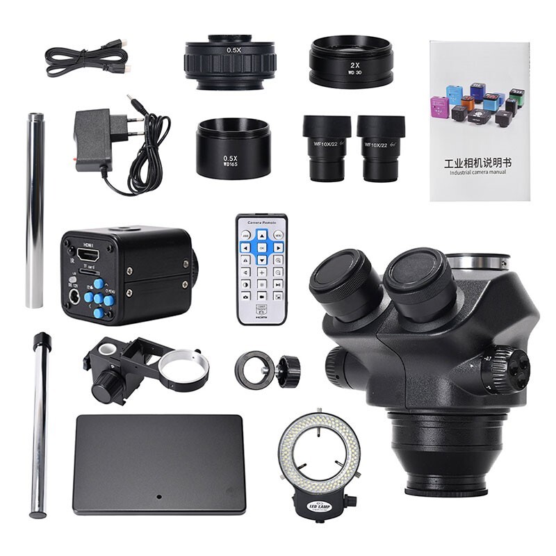Trinocular Stereo Microscope Magnifier Stand 2K Microscope Camera 3.5X-100X
