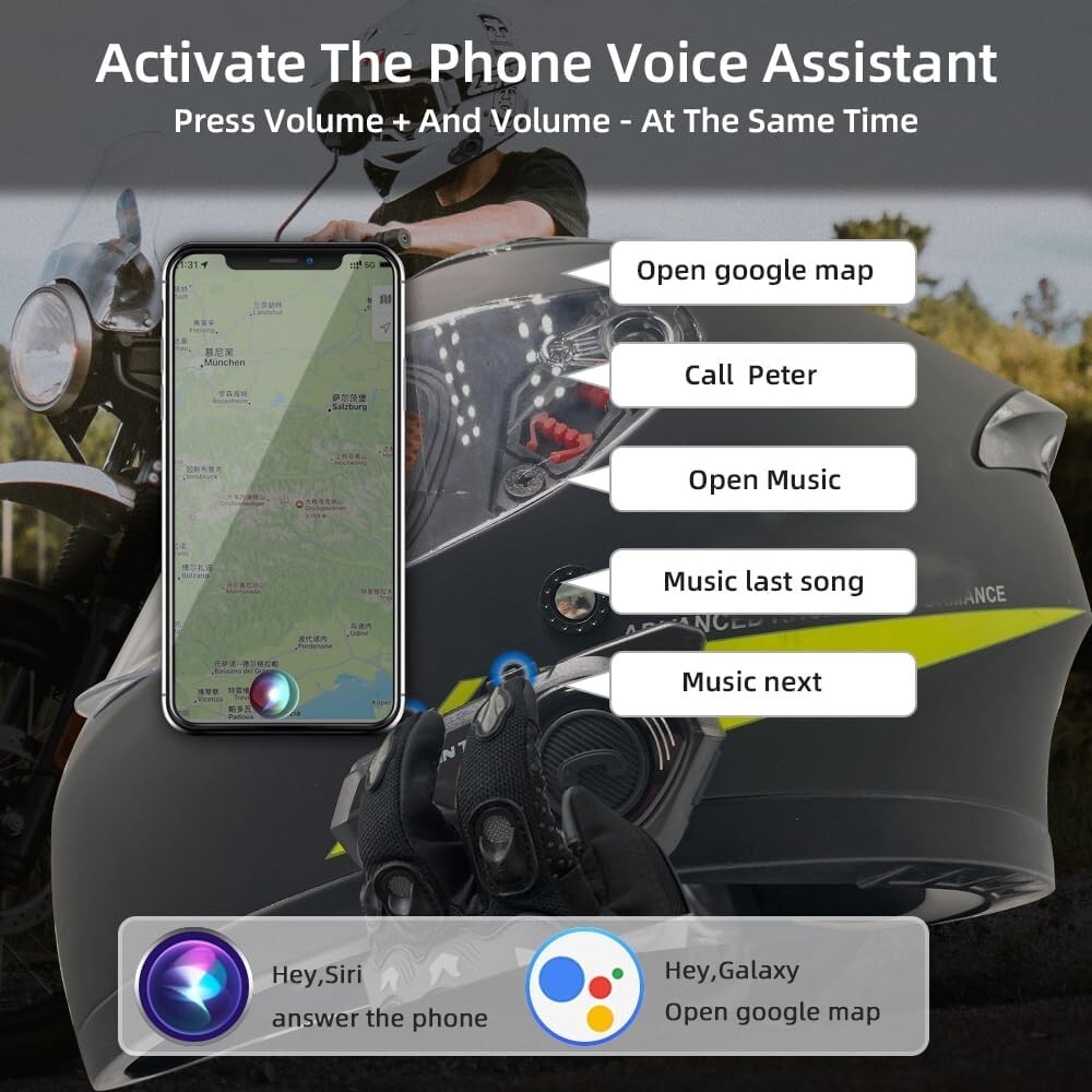 Motorcycle Bluetooth Headset T2 Helmet Intercom Wireless Waterproof Communicator