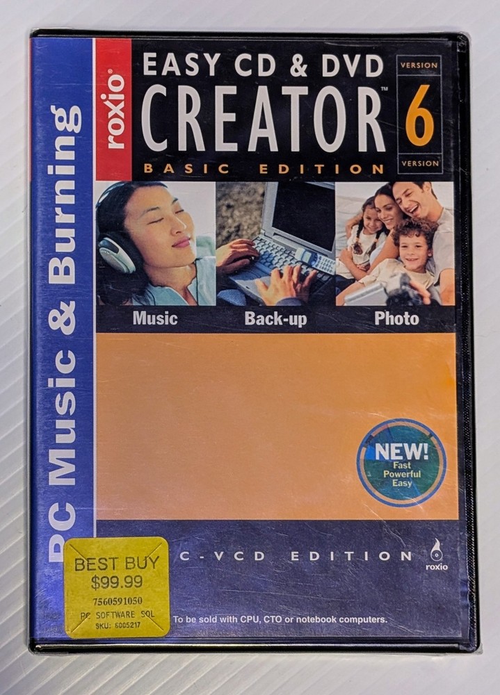 ROXIO EASY CD & DVD CREATOR 6 Sealed New Condition 2004 Computer Software XP