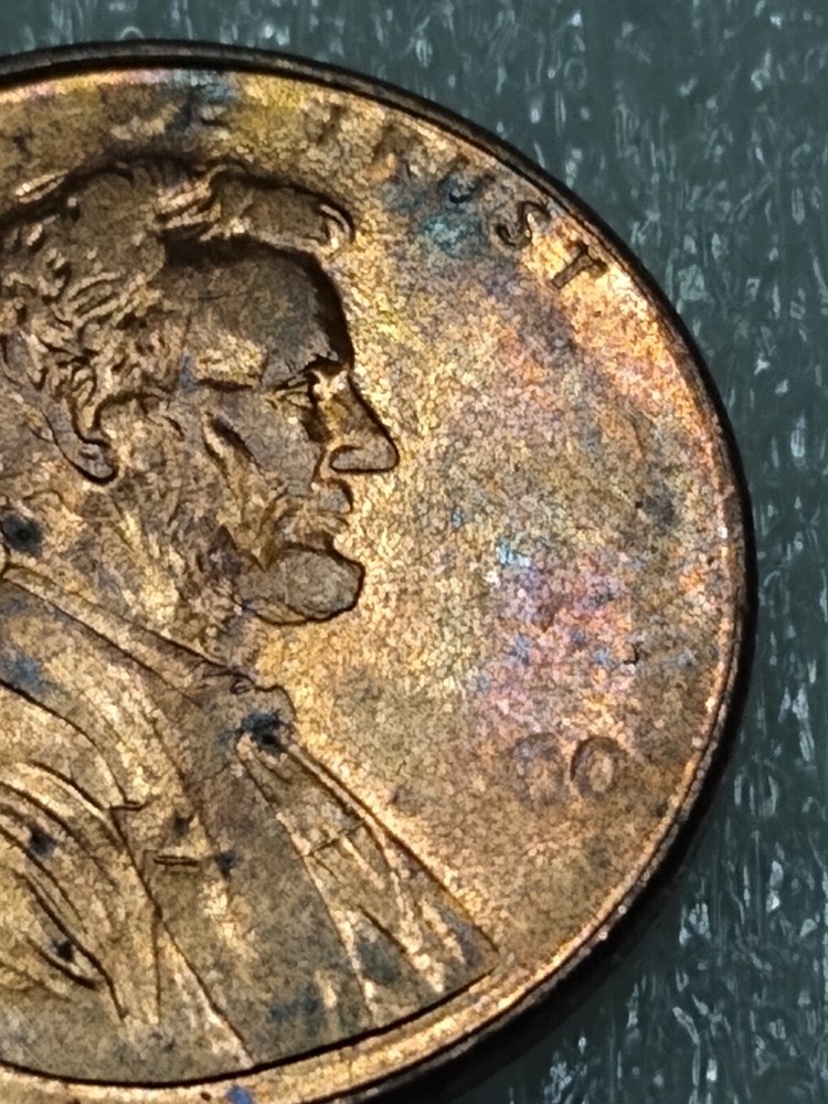 2000 Penny struck through massive grease, date, Cracked Die Error etc.