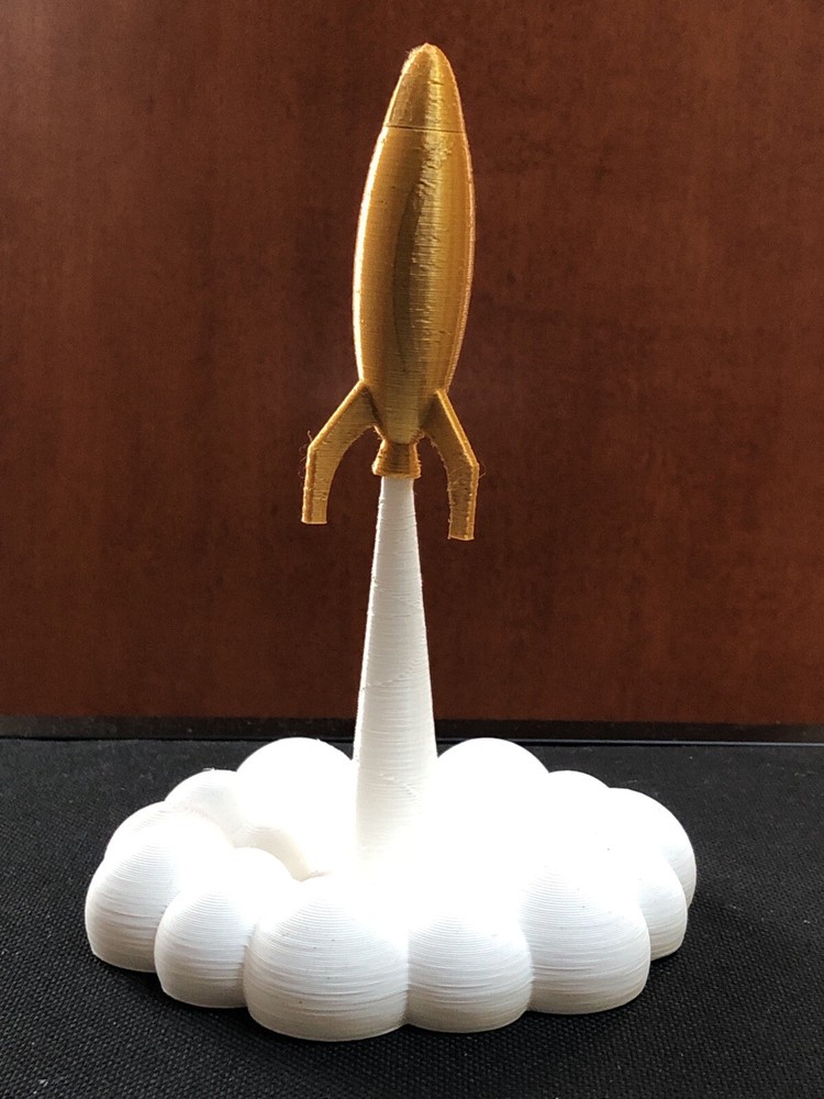 3D Printed Silver Or Gold PLA Plastic Rocket. Space, Graduation, Office gift