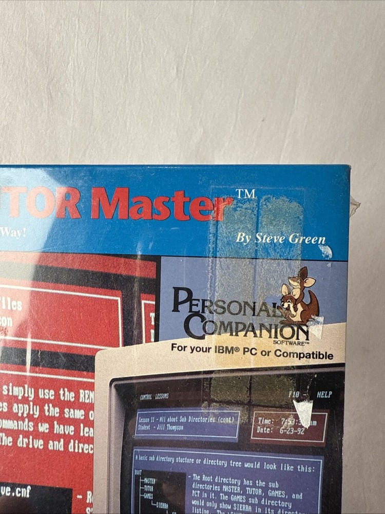 Tutor Master By Steve Green 3 1/2” Pc Program Dos Personal Companion Software