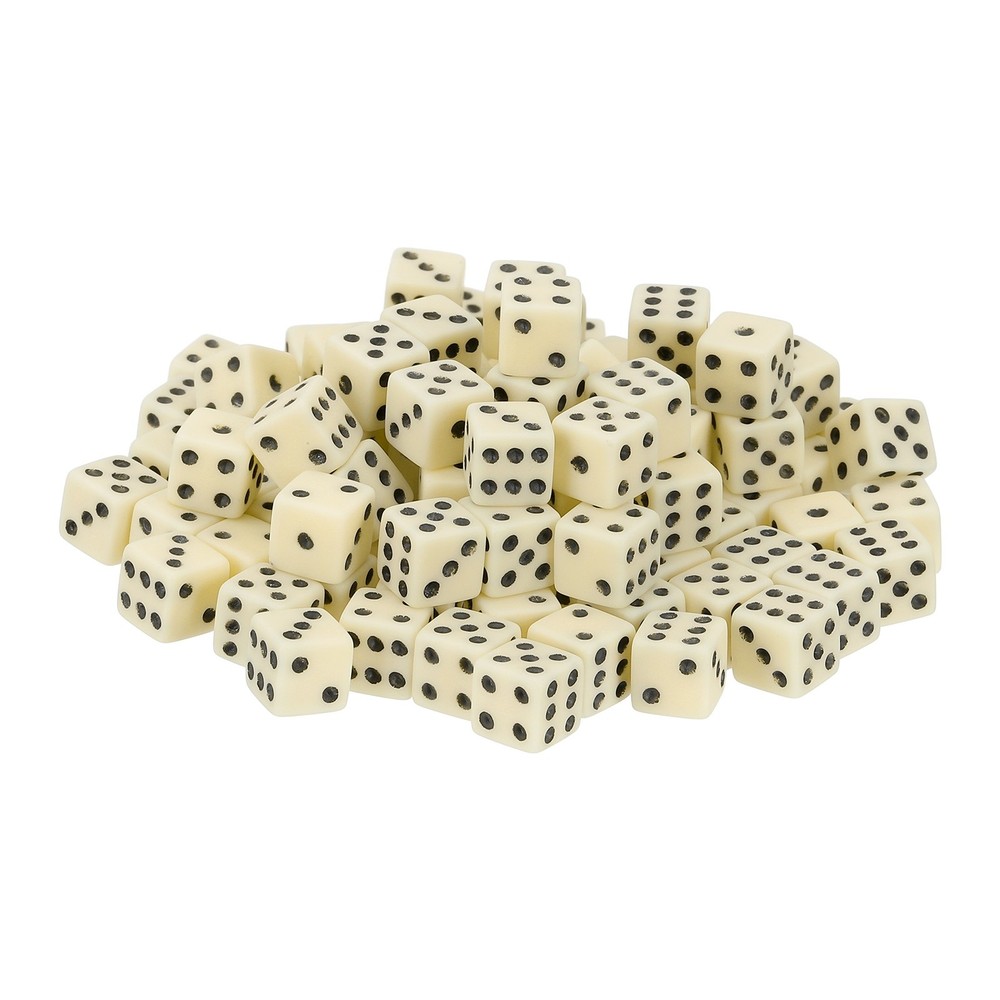 300Pcs Mini Dice, 8mm/0.31" Acrylic Game Dot Square Dice, Beige/Black