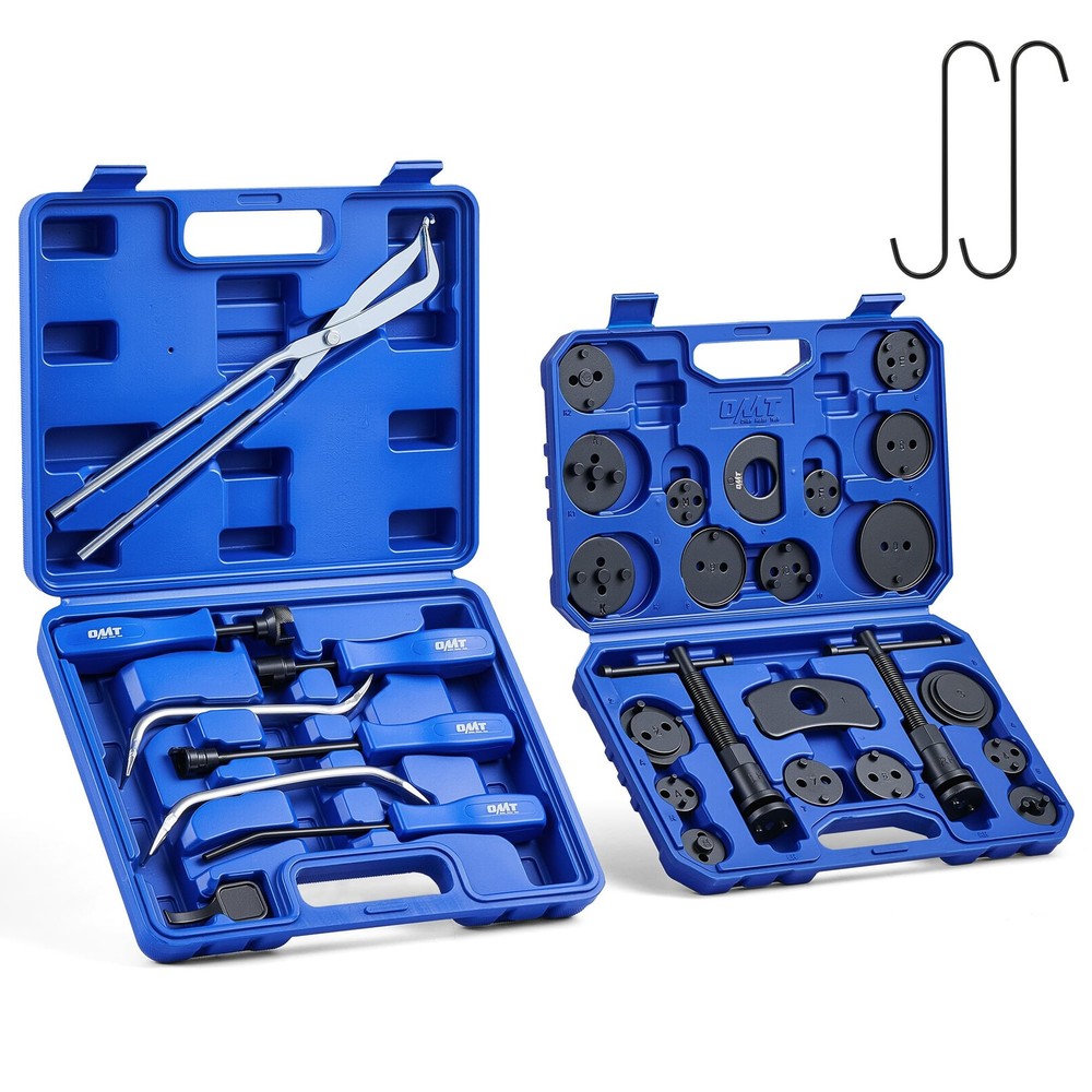 Orion Motor Tech Brake Caliper Compression Tools, 2-in-1 32pc Disc & Drum Red