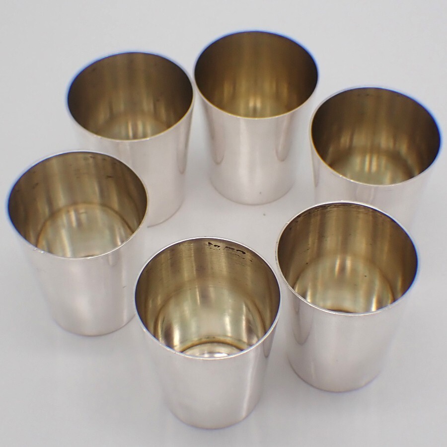 Vodka Shot Cups Set of 6 German 800 Silver