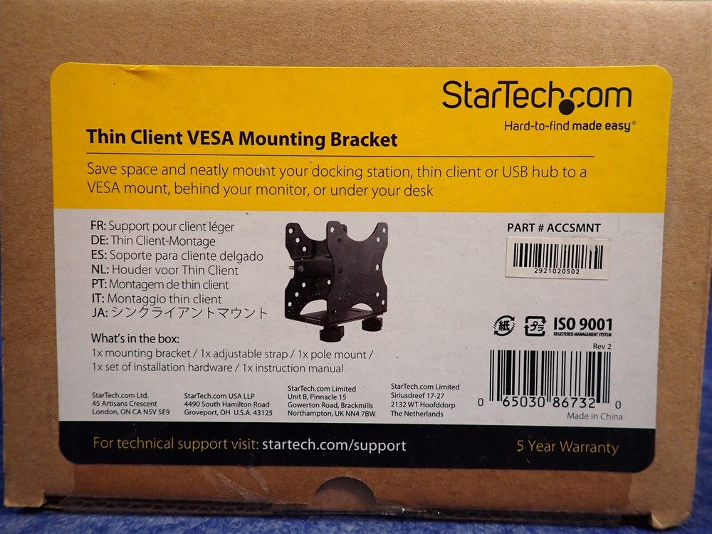 NEW Startech ACCSMNT Thin Client VESA Mounting Bracket (G184)
