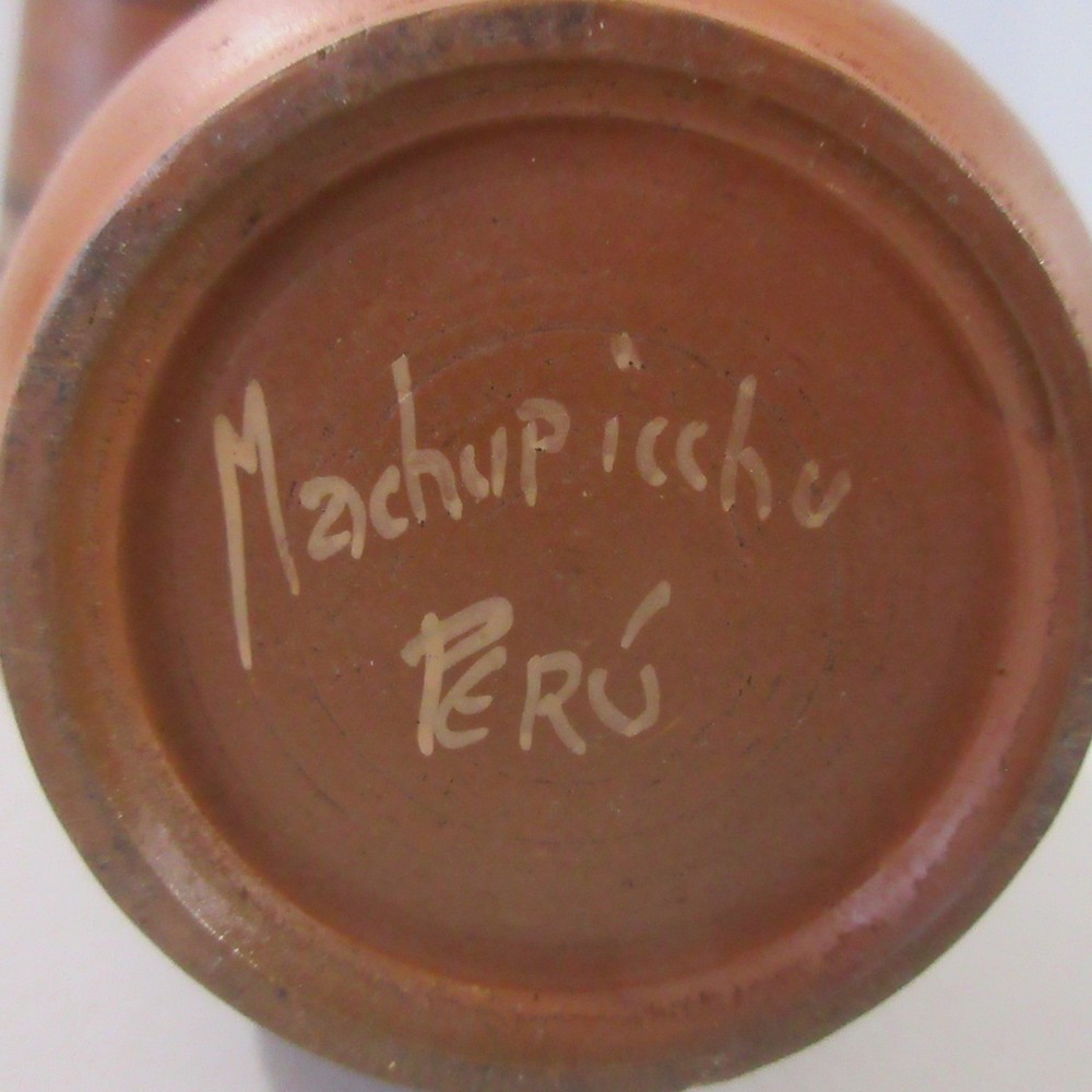 Peruvian Red Clay Earthenware Vessels Drinking Cup Vase Handmade Hand painted