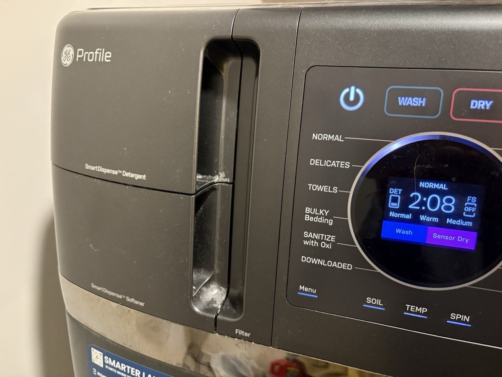 GE Profile Combination Washer Dryer, Gray, Front-Loading, Smart Dispense