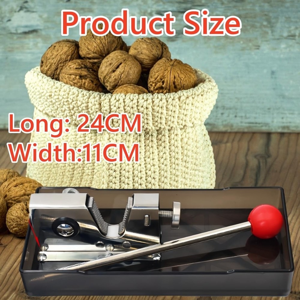 Frezonika Nut Crackers for All Nuts with 3 Picks Large, Silver-Plastic Base
