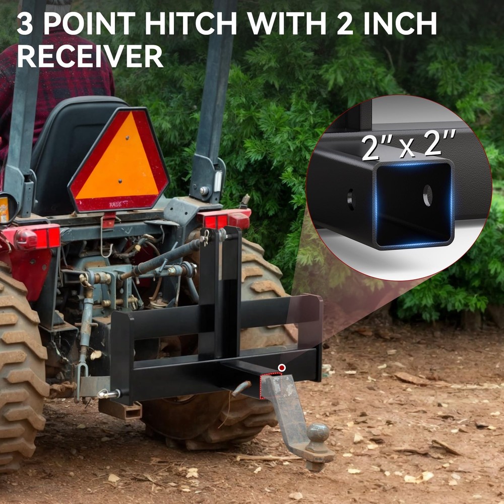 3 Point Hitch Receiver for Tractor 2'' Category 1 Quick Attach Drawbar Adapter
