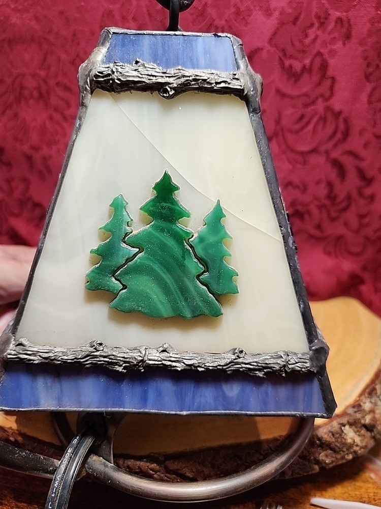 Forest Themed Stained Glass Mini Decorative Accent Night Light Read Description