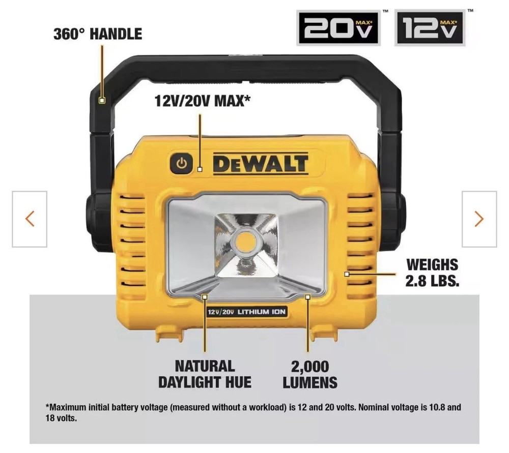 Dewalt DCL077B LED Compact Task Light 12V & 20V Work Spot Light MAX Tool LED