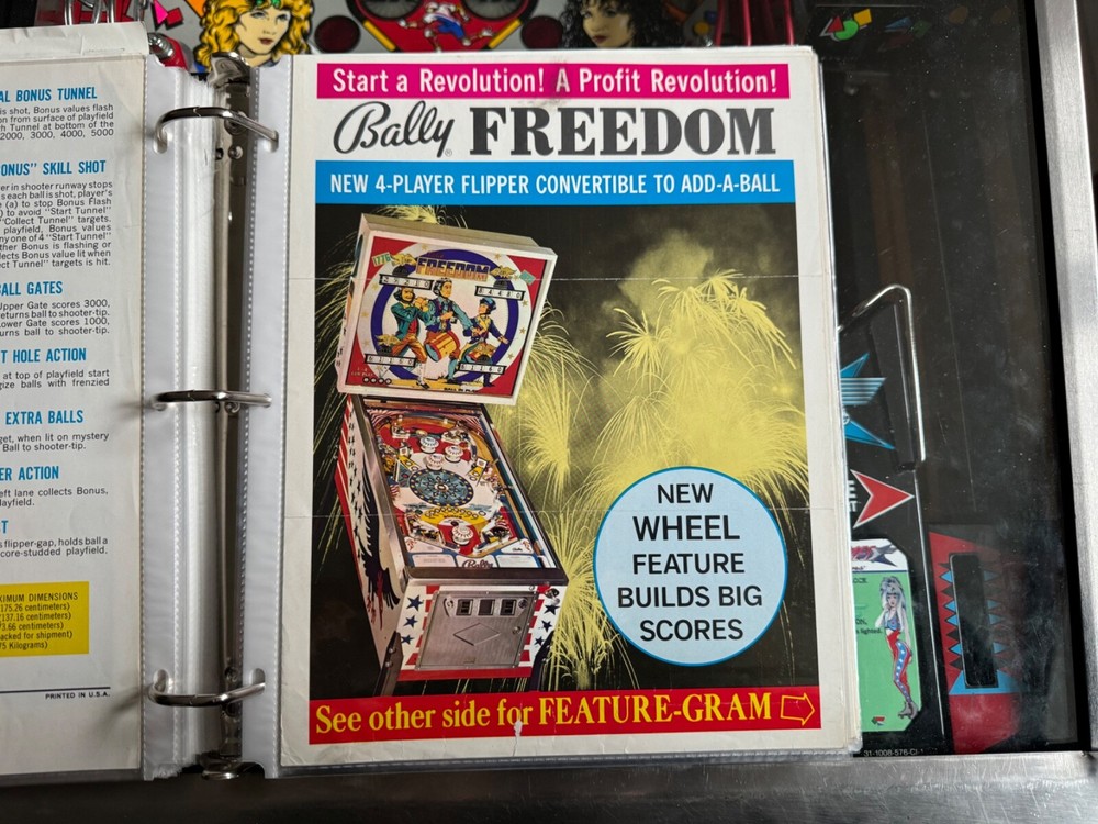 Bally Pinball Machine FREEDOM Flyer Ad Promo Insert Poster EM