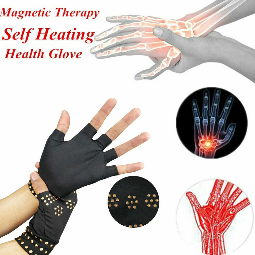 2 Pair Copper Arthritis Compression Gloves Hand Carpal Support Joint Pain Relief
