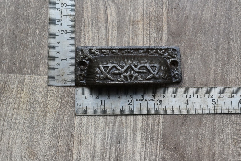 Victorian cast iron Cup cabinet drawer door knobs handles pull rustic 6 pcs