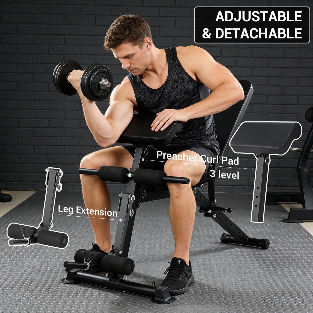 Adjustable Weight Bench Incline Decline Full Body Strength Training Workout Benc