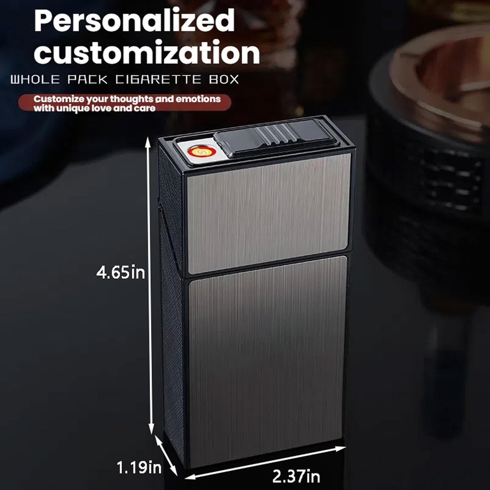 Ergonomic Rechargeable Cigarette Case and Lighter Combo – Stylish Gift Package