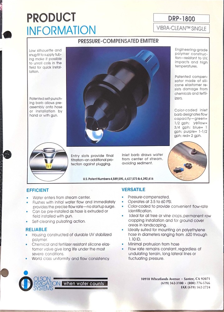 Drip Emitter - Olson Irrigation Barbed Emitters
